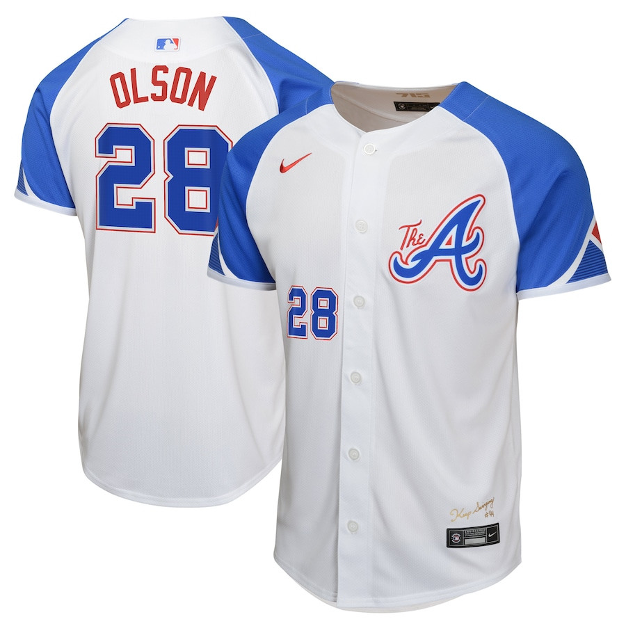 Matt Olson 28 Atlanta Braves City Connect Limited YOUTH Baseball Jersey - White - JS394