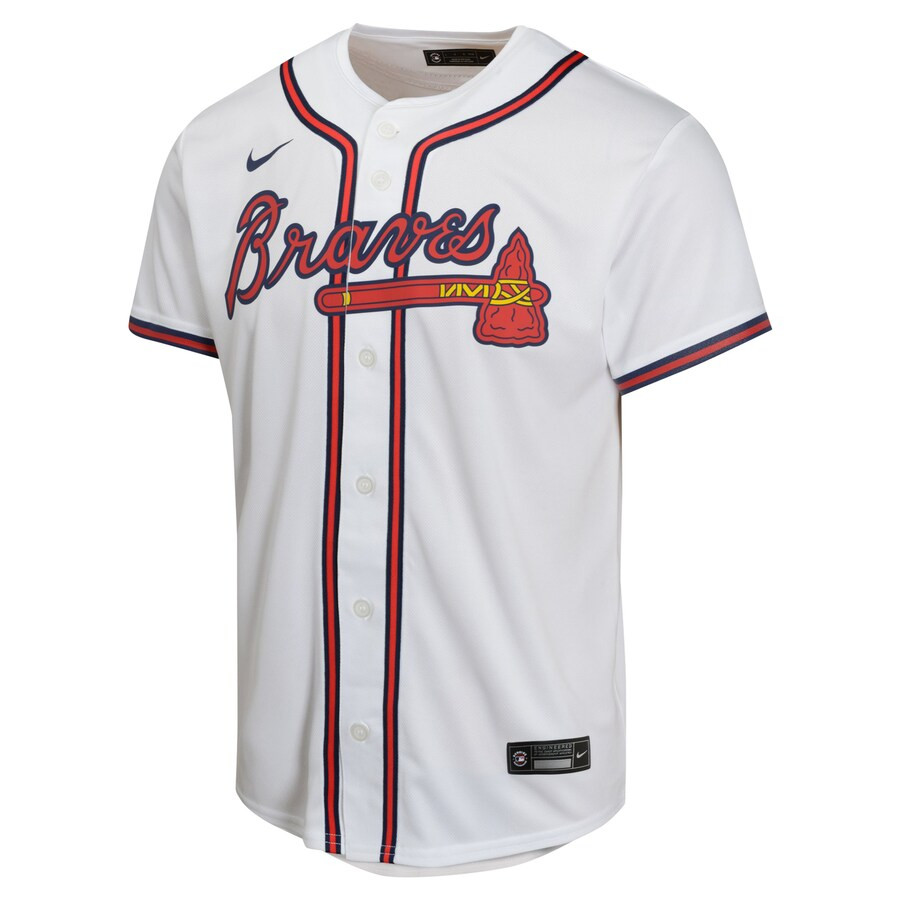 Alternative view of Matt Olson 28 Atlanta Braves Home Game Player YOUTH Baseball Jersey - White - JS325
