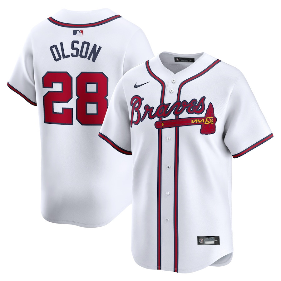 Matt Olson 28 Atlanta Braves Home Limited Player Men Baseball Jersey - White - JS901