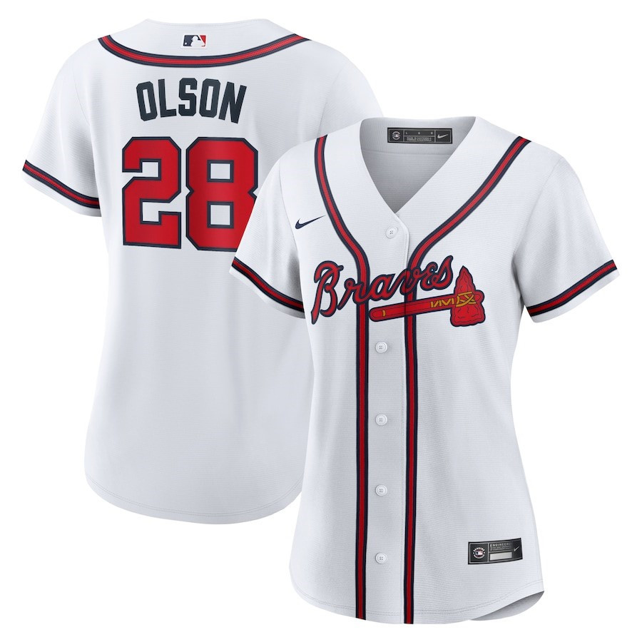 Matt Olson 28 Atlanta Braves Women's Home Player Baseball Jersey - White - JS570