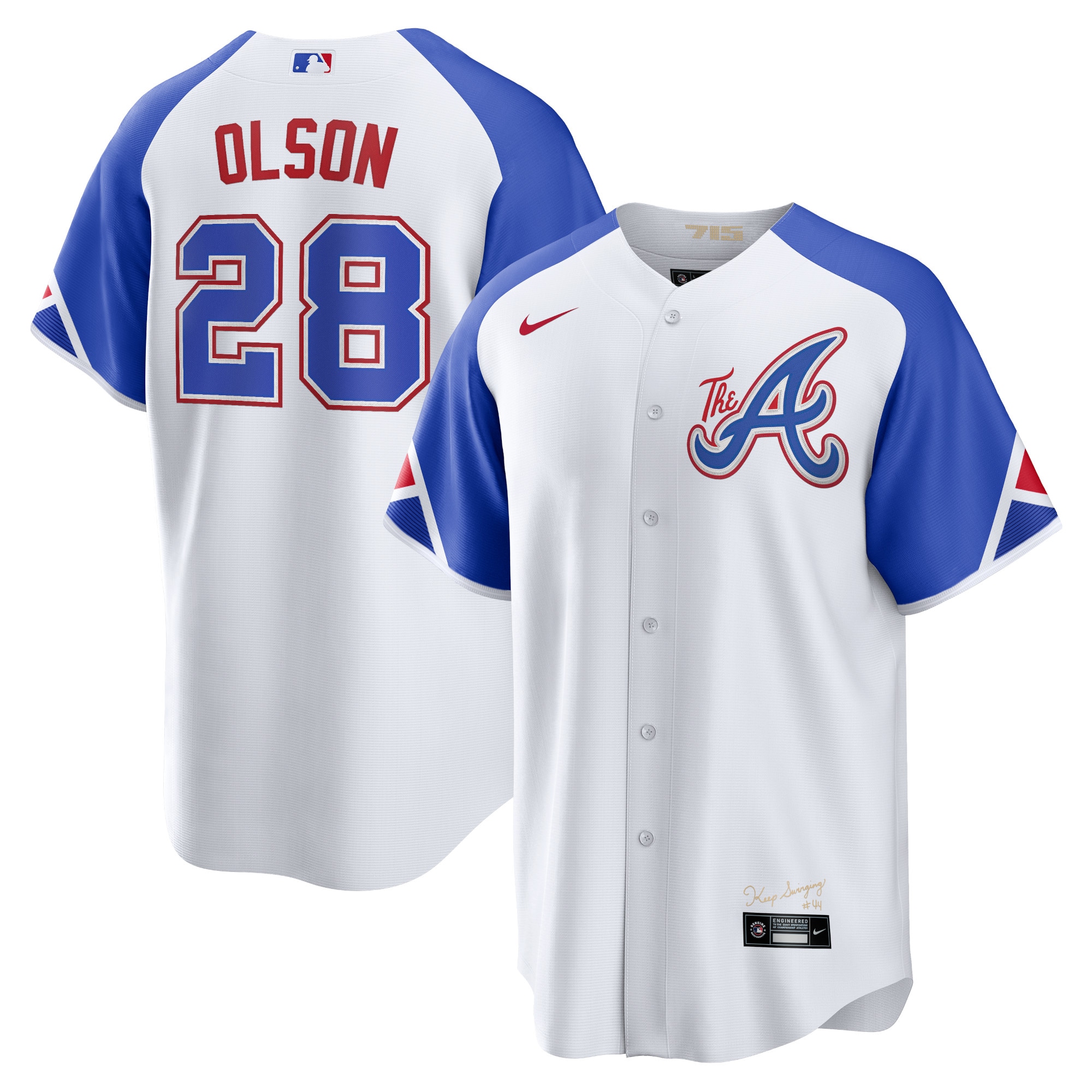 Alternative view of Matt Olson Atlanta Braves 2023 City Connect Replica Player Baseball Jersey - White