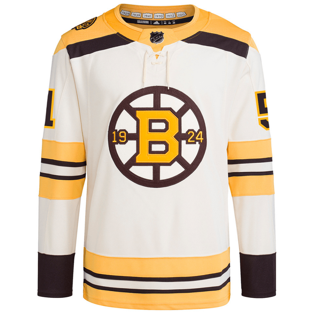 Alternative view of Matthew Poitras 51 Boston Bruins 100th Anniversary Primegreen Third Men Hockey Jersey - Cream - JS254 