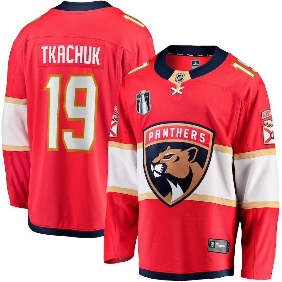 Matthew Tkachuk 19 Florida Panthers 2023 Stanley Cup Final Home Primegreen Jersey - Red - JS131 