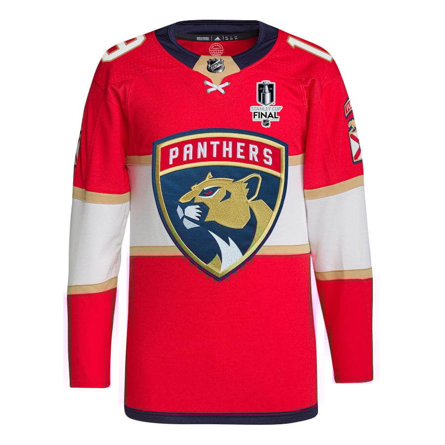 Alternative view of Matthew Tkachuk 19 Florida Panthers 2024 STANLEY CUP Final Home Breakaway Hockey Jersey - Men, Red - JS724 