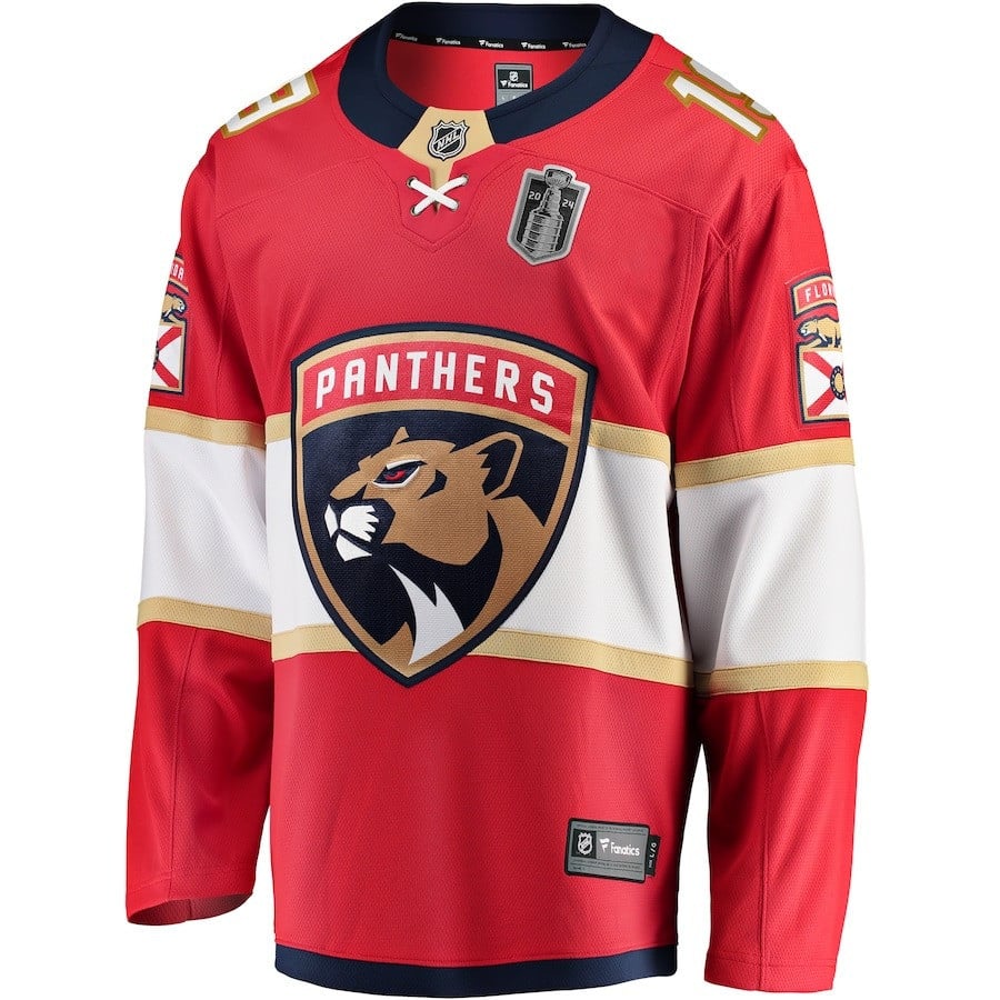 Alternative view of Matthew Tkachuk 19 Florida Panthers 2024 Stanley Cup Final Home Breakaway Player Hockey Jersey - Red - JS960 