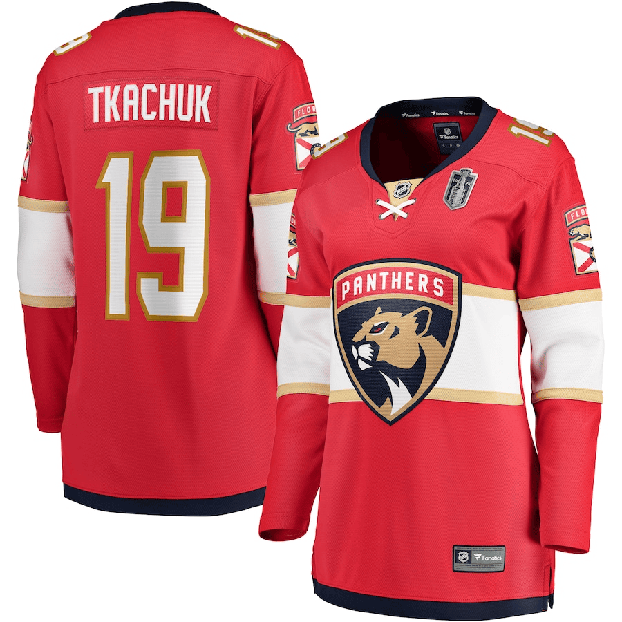 Matthew Tkachuk 19 Florida Panthers 2024 Stanley Cup Final Home Breakaway Player Hockey Jersey - Red, Women - JS277 