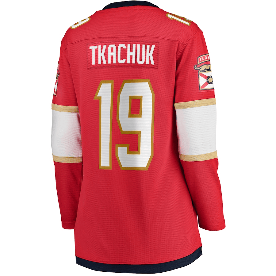 Alternative view of Matthew Tkachuk 19 Florida Panthers 2024 Stanley Cup Final Home Breakaway Player Hockey Jersey - Red, Women - JS277 