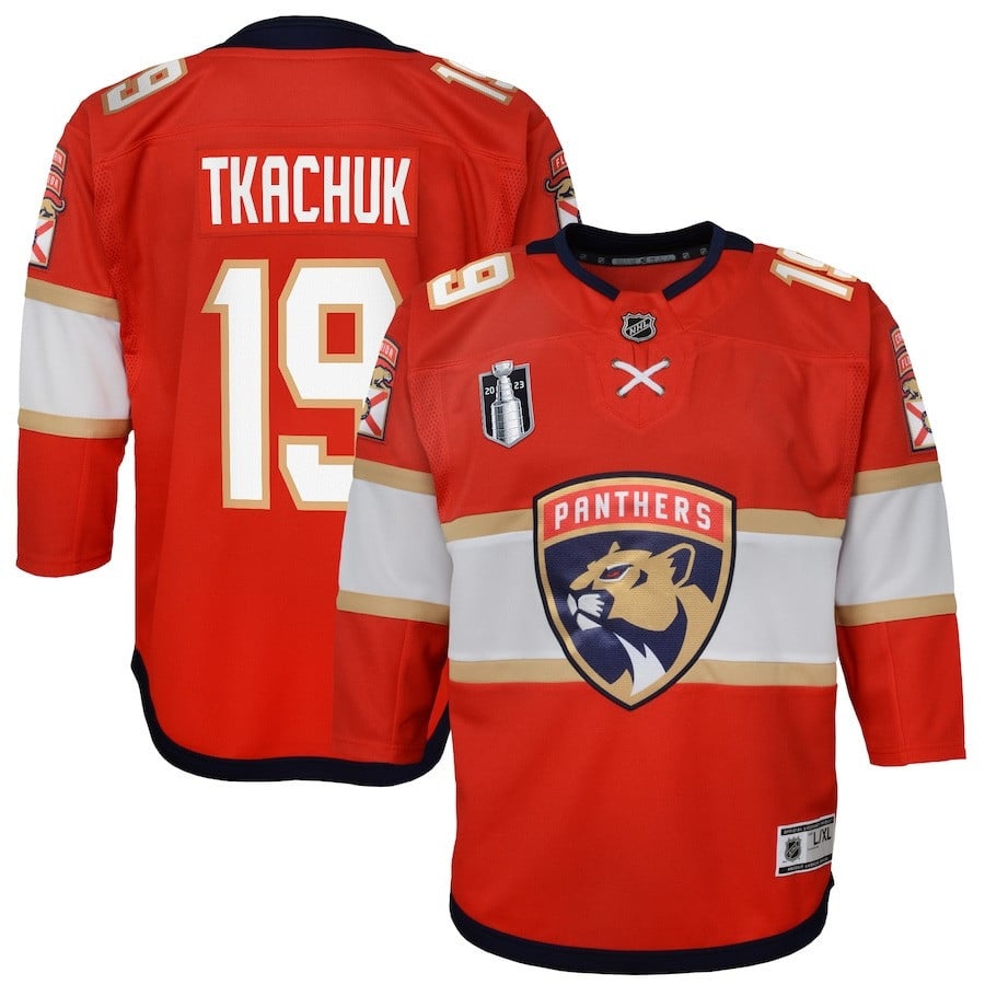 Matthew Tkachuk 19 Florida Panthers Youth 2023 Stanley Cup Final Home Hockey Jersey - Red - JS291 