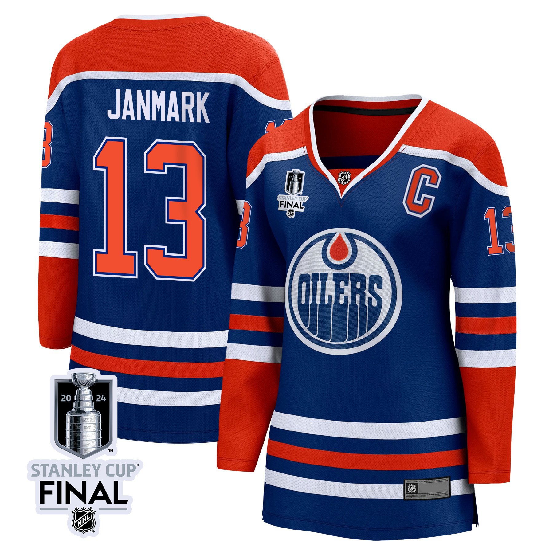 Mattias Janmark 13 Edmonton Oilers 2024 STANLEY CUP Final Women's Home Hockey Jersey - Royal - JS116 