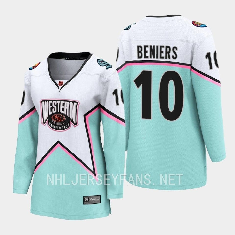 Matty Beniers 10 Seattle Kraken 2023 All-Star Game Hockey Jersey White Equipment - JS422 