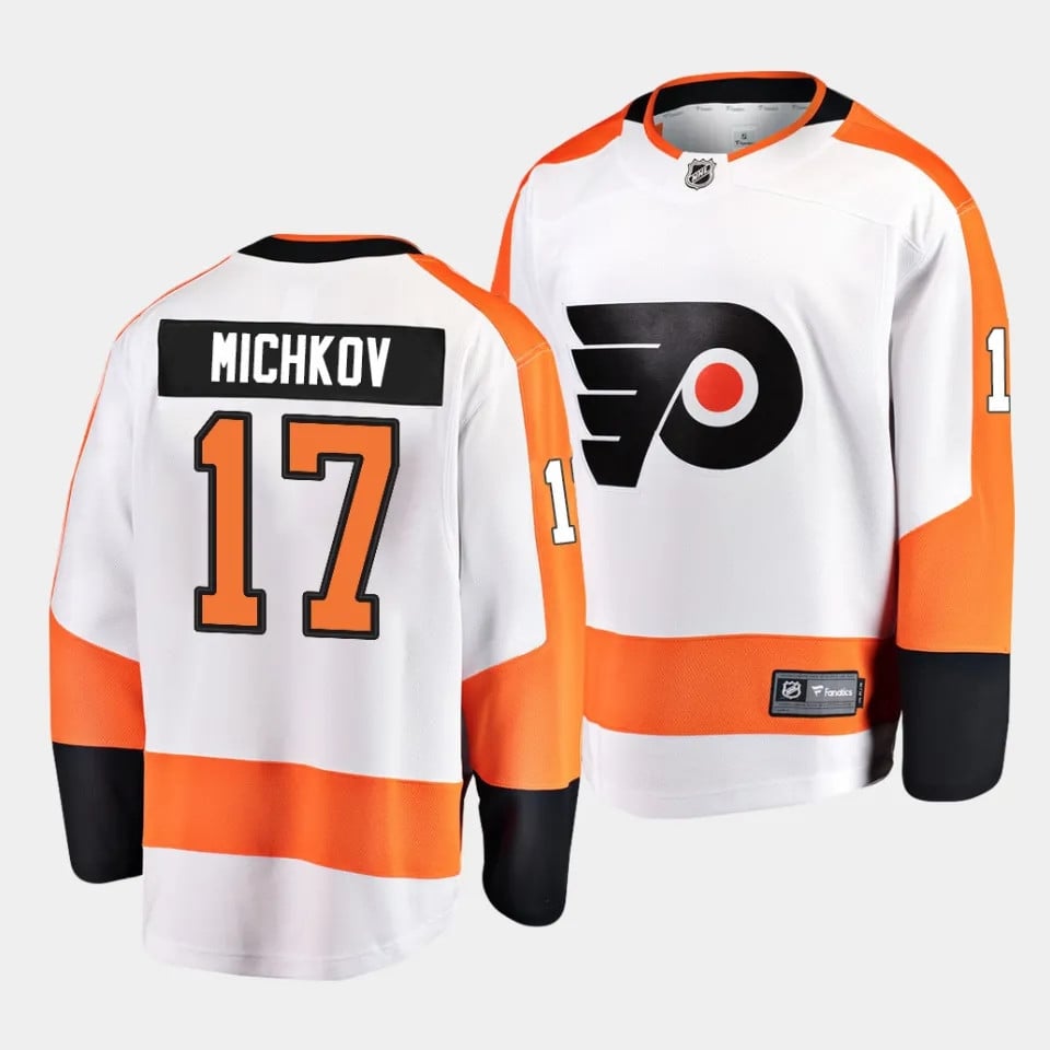 Matvei Michkov #17 Philadelphia Flyers 2023 Draft Away Men Jersey - Orange/White - JS495 