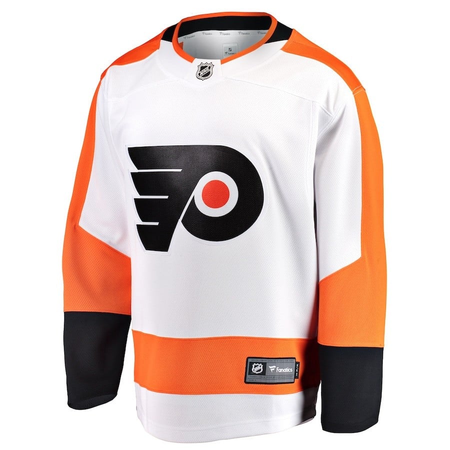 Alternative view of Matvei Michkov #17 Philadelphia Flyers 2023 Draft Away Men Jersey - Orange/White - JS495 
