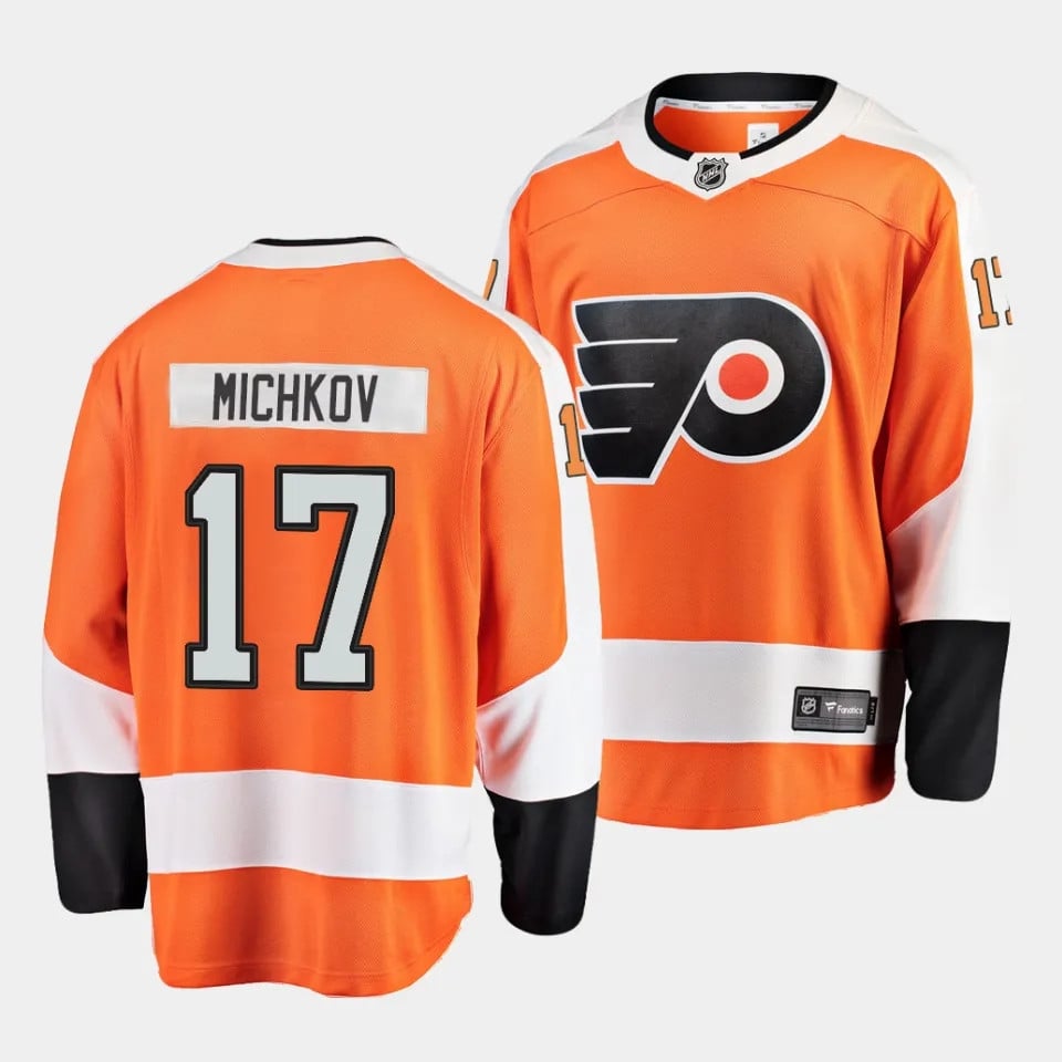 Matvei Michkov #17 Philadelphia Flyers 2023 Draft Home Men Jersey - Orange - JS258 