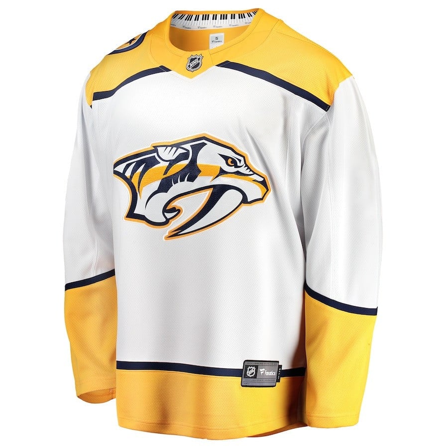 Alternative view of Matvei Michkov #19 Nashville Predators 2023 Draft Away Men Hockey Jersey - Yellow/White - JS949 