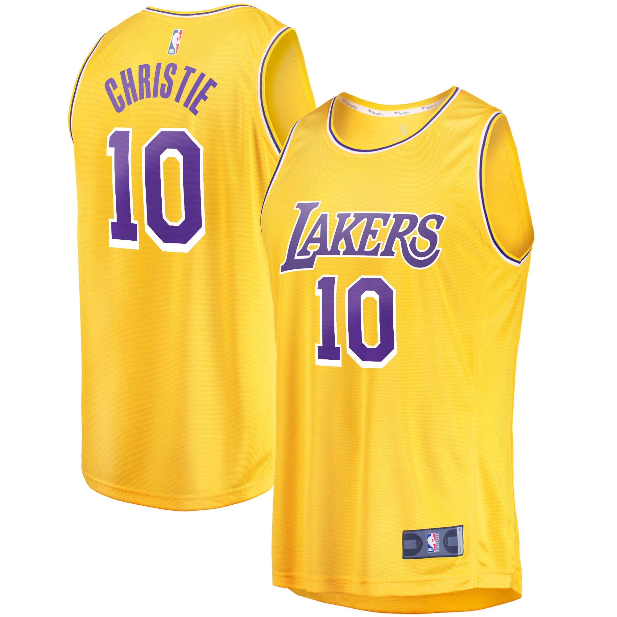 Alternative view of Max Christie Los Angeles Lakers Fanatics Branded Fast Break Replica Basketball Jersey - Icon Edition - Gold