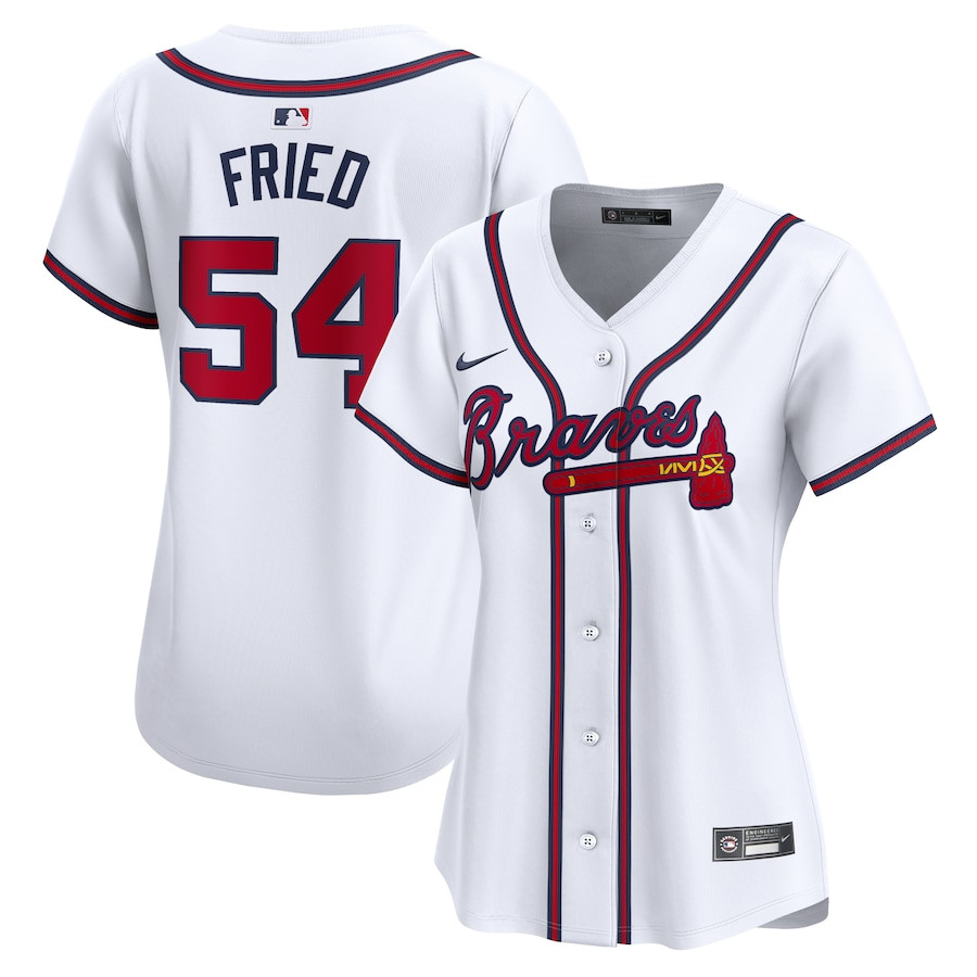 Max Fried 54 Atlanta Braves Women Home Limited Player Baseball Jersey - White - JS431