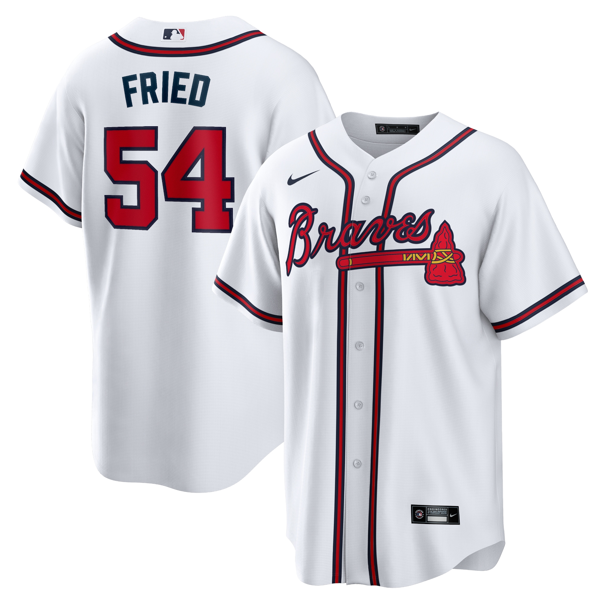 Alternative view of Max Fried Atlanta Braves Home Replica Player Baseball Jersey – White