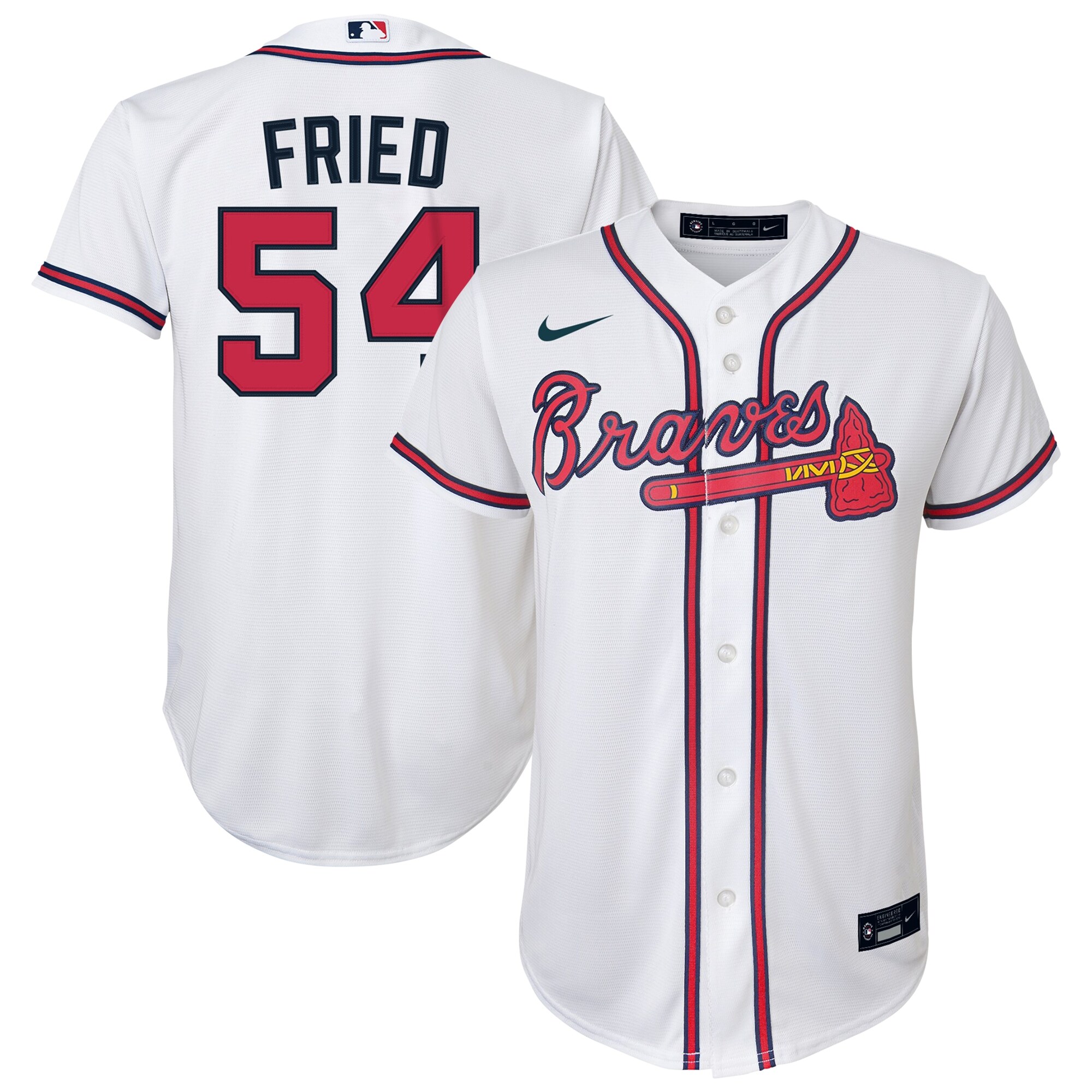 Max Fried Atlanta Braves Youth Alternate Replica Player Baseball Jersey - White