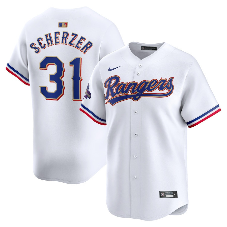 Max Scherzer 31 Texas Rangers 2024 Gold Collection Limited Jersey - White - JS724 