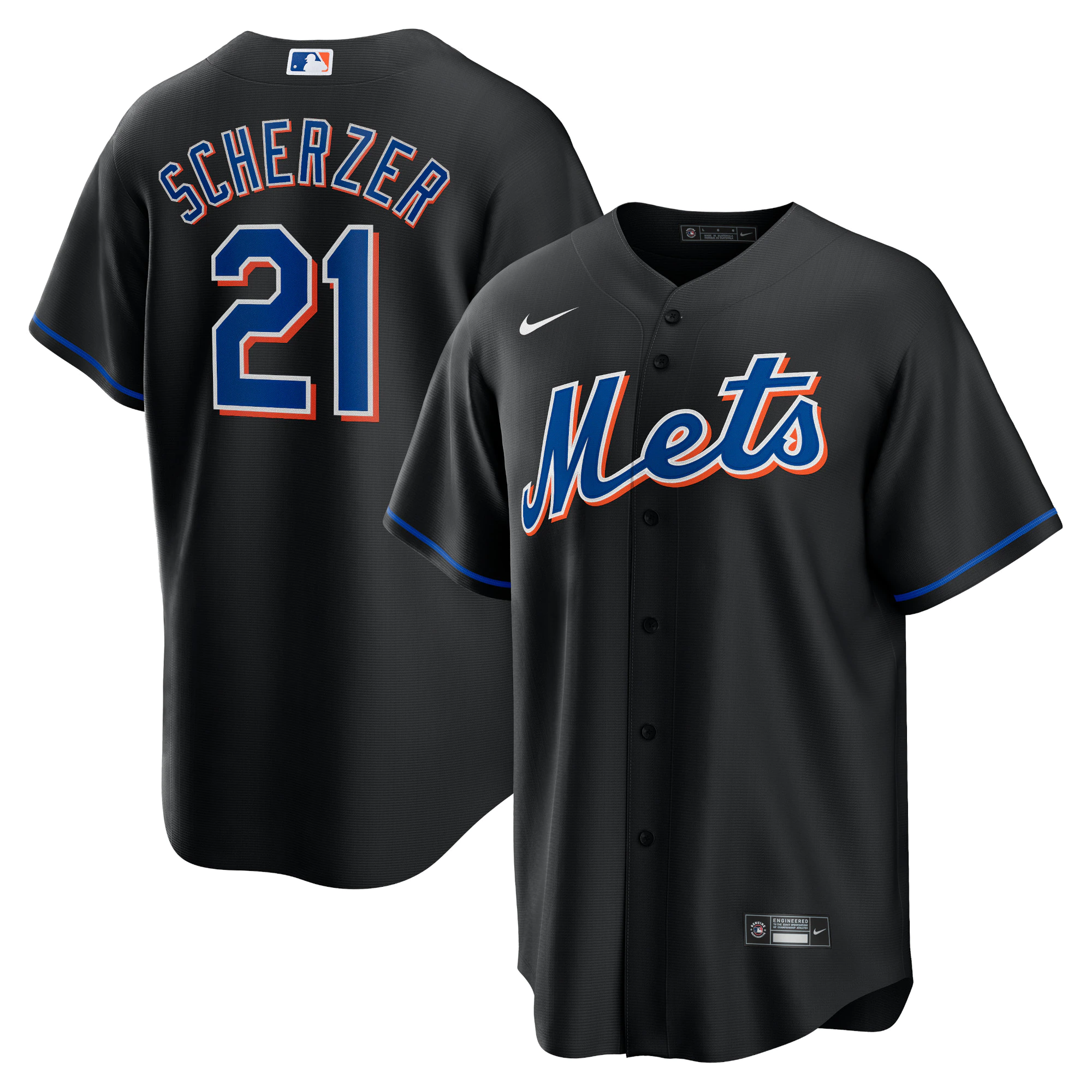 Max Scherzer New York Mets Alternate Replica Player Baseball Jersey - Black