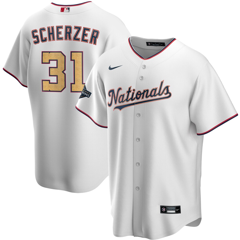 Max Scherzer Washington Nationals 2020 Gold Program Player Baseball Jersey - White/gold