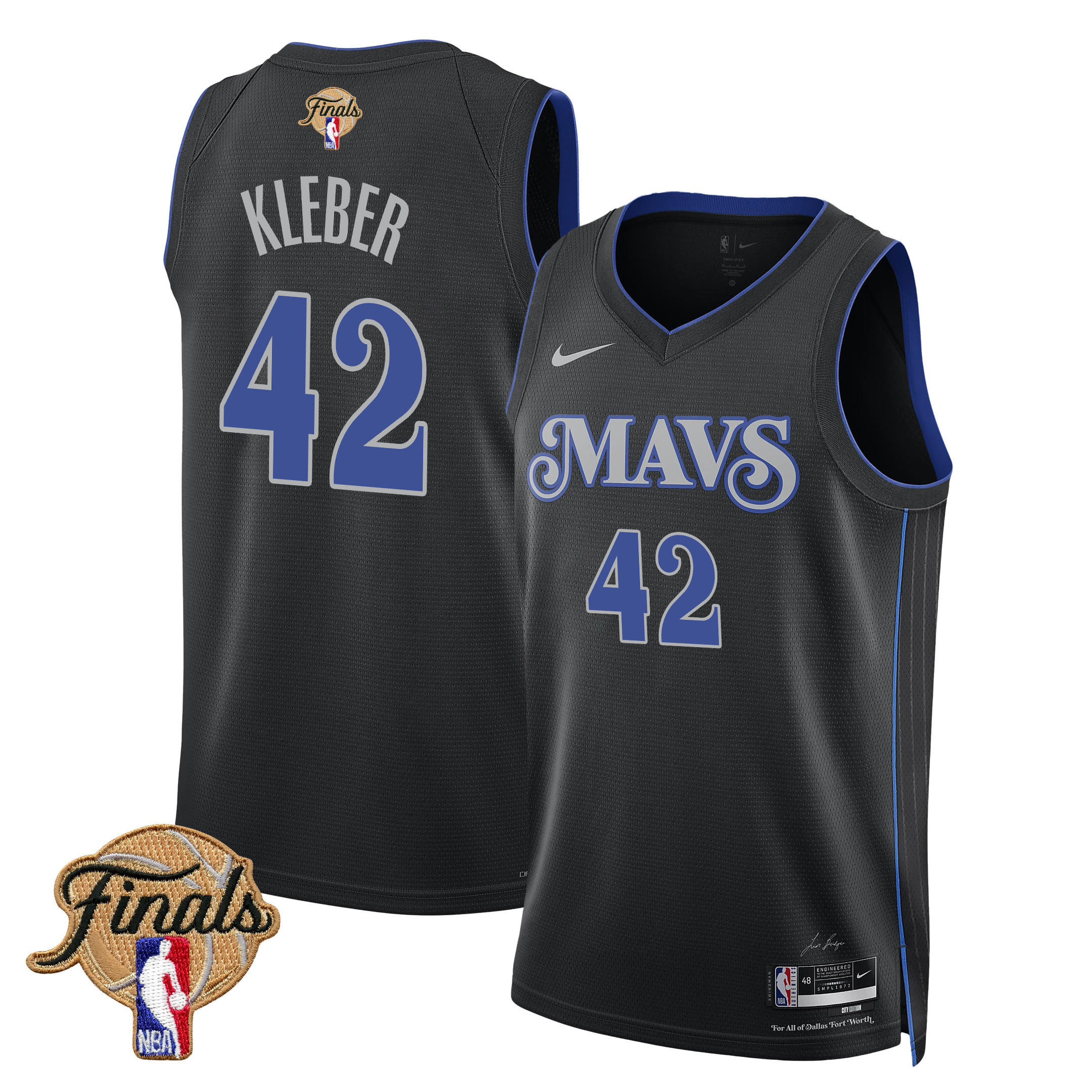 Maxi Kleber 42 Dallas Mavericks 2024 FINALS PATCH Swingman Basketball Jersey - City Edition - Black - JS808 