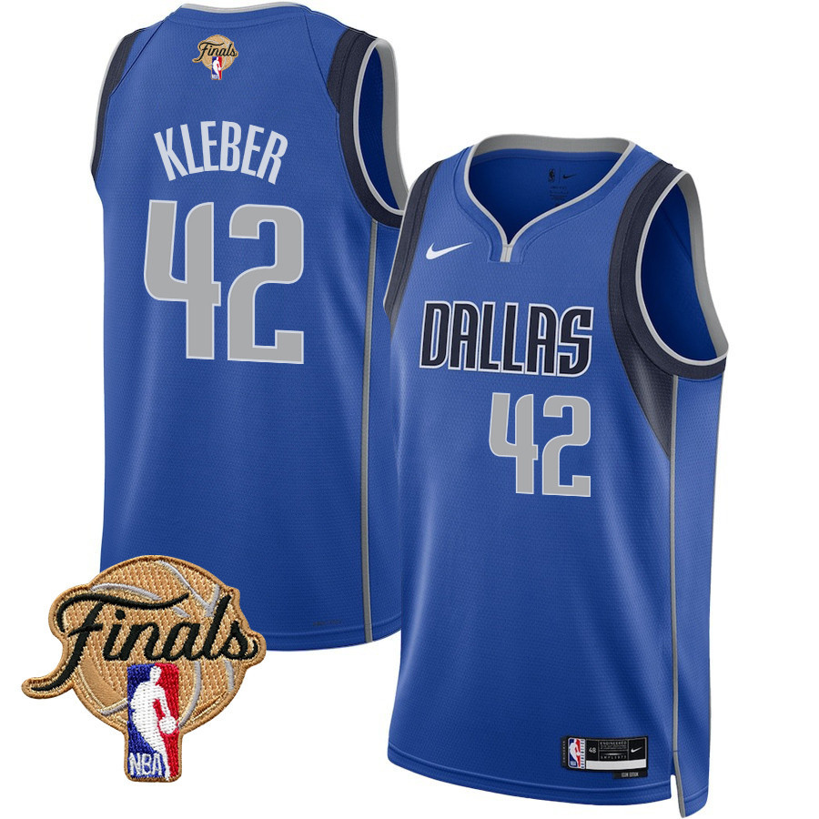 Maxi Kleber 42 Dallas Mavericks 2024 FINALS PATCH Swingman Basketball Jersey - Icon Edition - Blue - JS681 