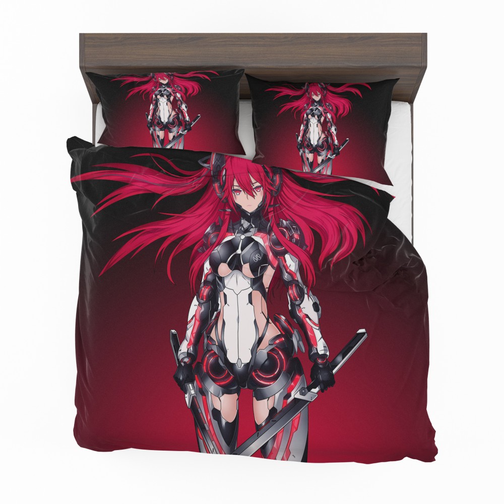 Alternative view of Mecha Girl Red Warrior Katana Bedding Set - Custom Bedding Set