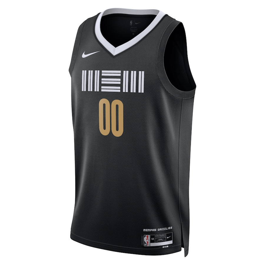 Alternative view of Memphis Grizzlies 2023/24 City Edition Swingman Custom Basketball Jersey - Black - JS480 