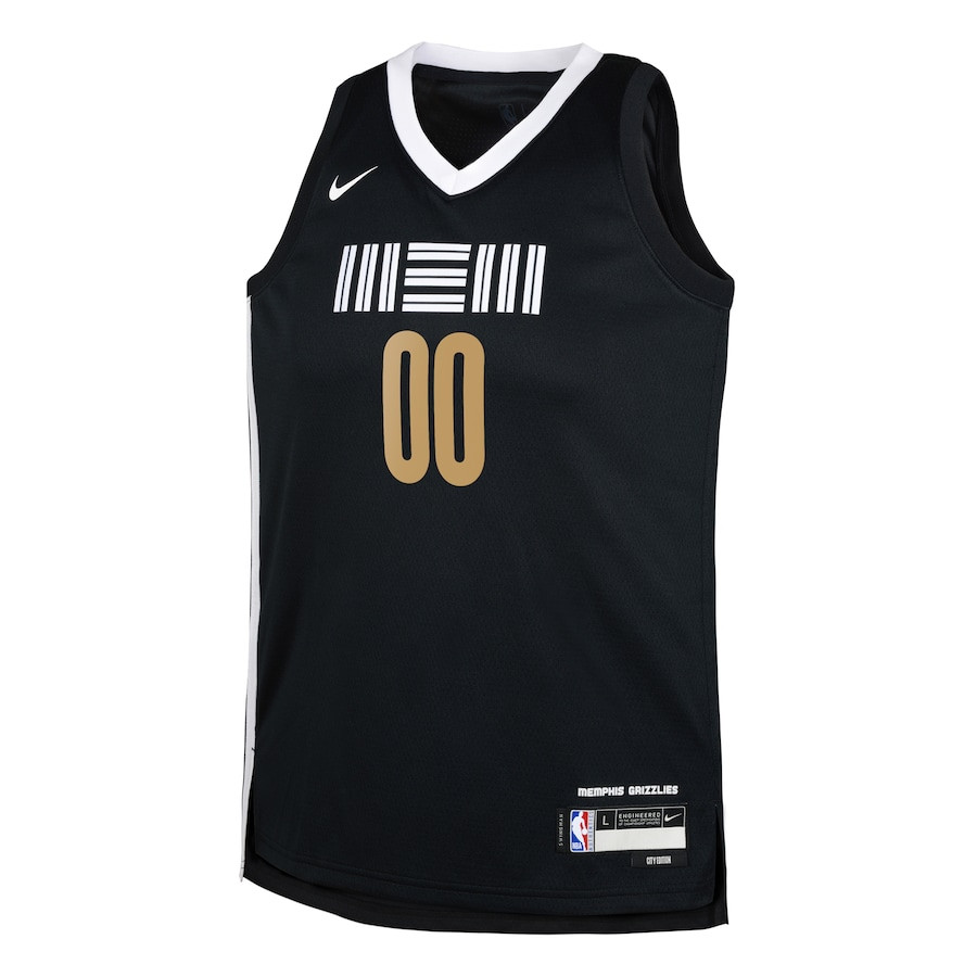 Alternative view of Memphis Grizzlies 2023/24 City Edition Swingman Custom YOUTH Basketball Jersey - Black - JS302 