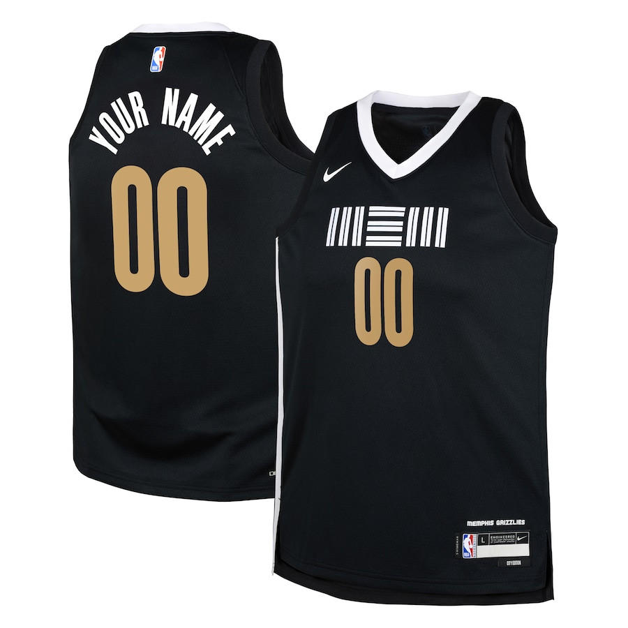 Memphis Grizzlies 2023/24 City Edition Swingman Custom YOUTH Basketball Jersey - Black - JS302 