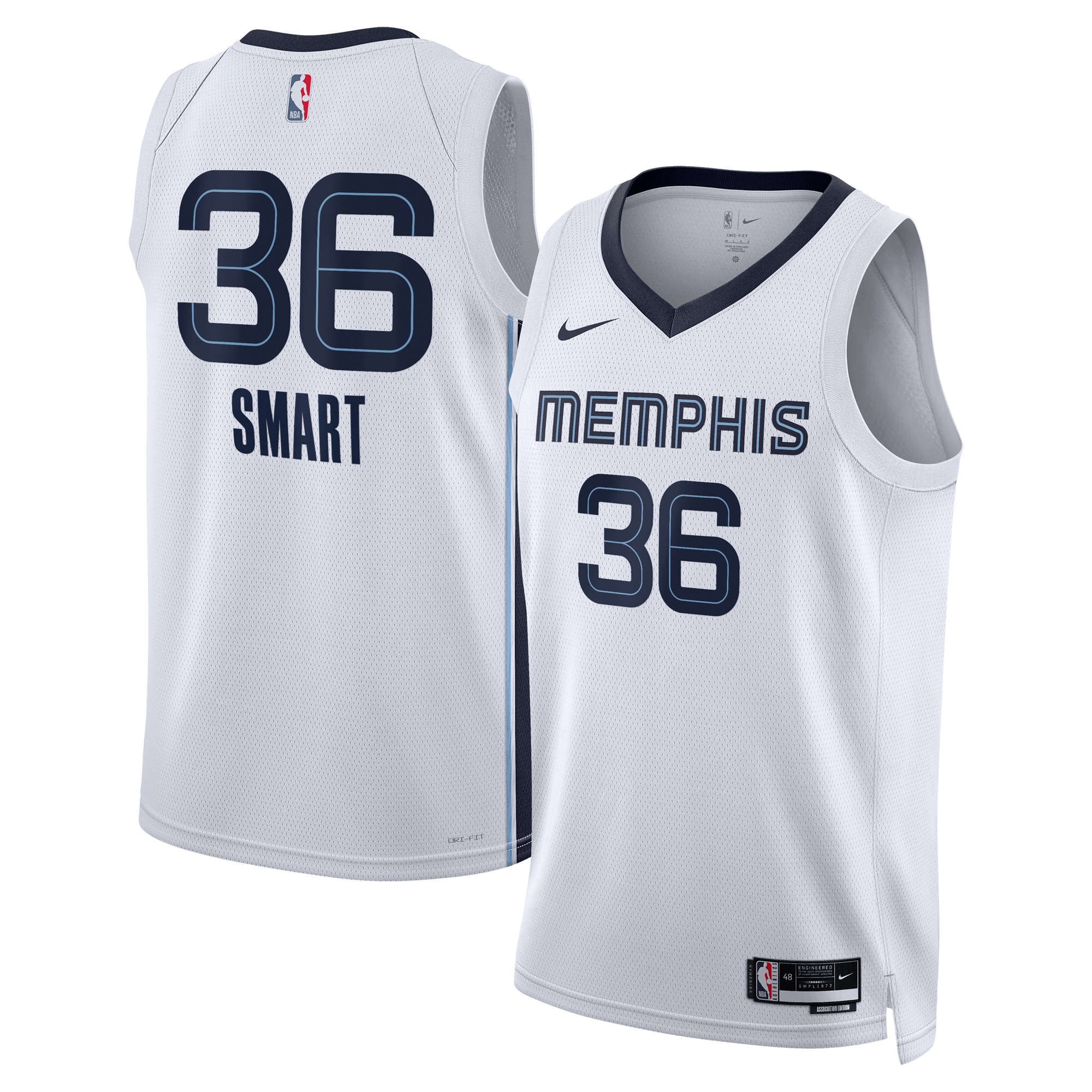Memphis Grizzlies Association Edition Swingman Basketball Jersey - White - Marcus Smart - Unisex - JS874 