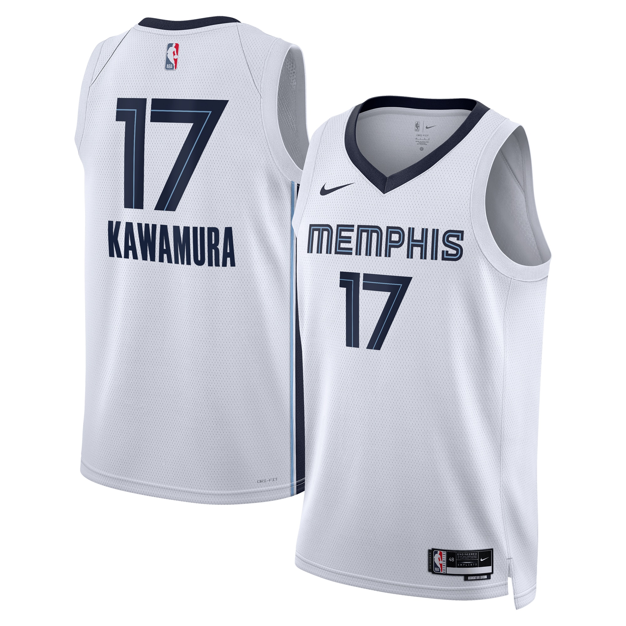 Memphis Grizzlies Association Edition Swingman Basketball Jersey - White - Yuki Kawamura - Unisex - JS310 