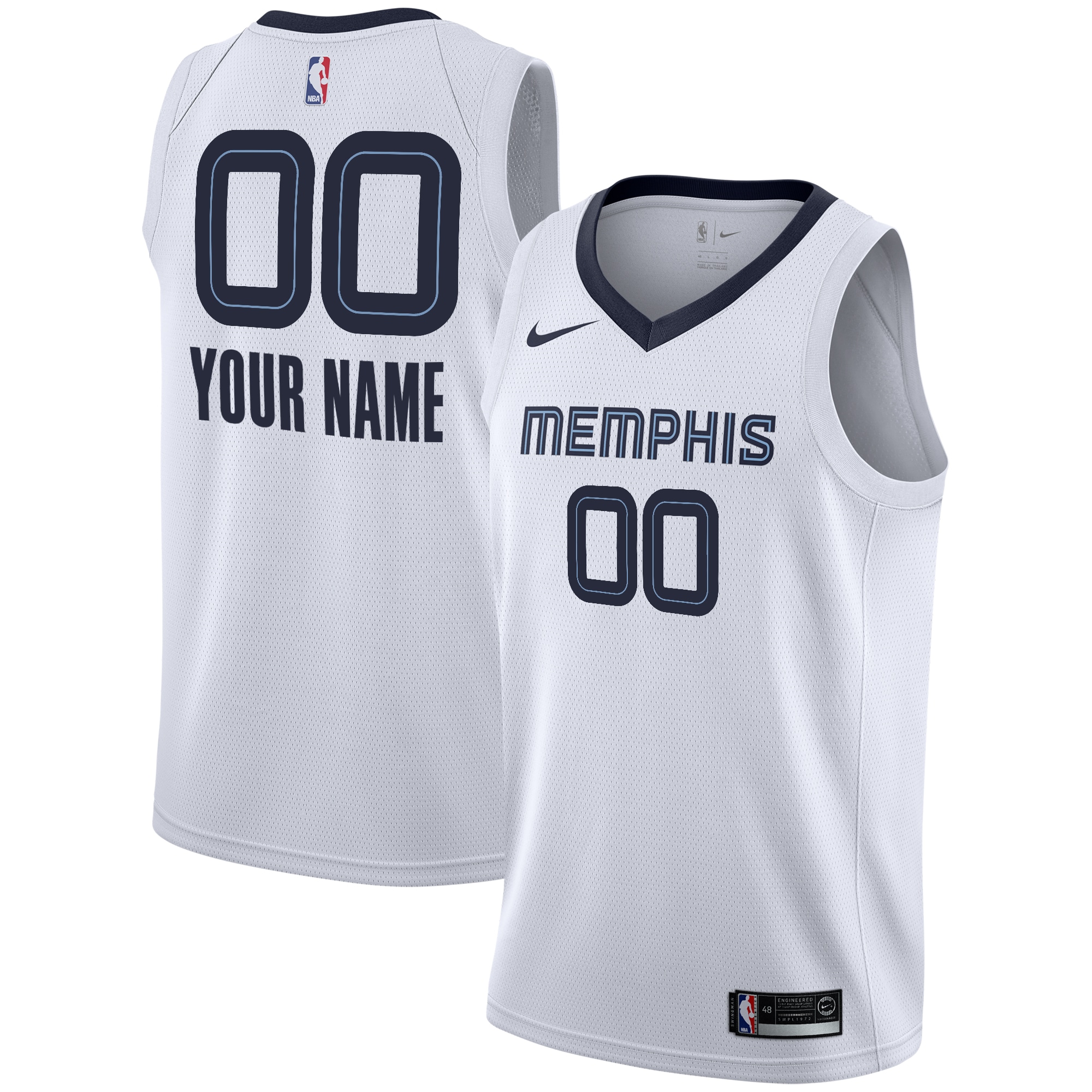 Memphis Grizzlies Association Swingman Basketball Jersey - Custom - Youth - JS460 