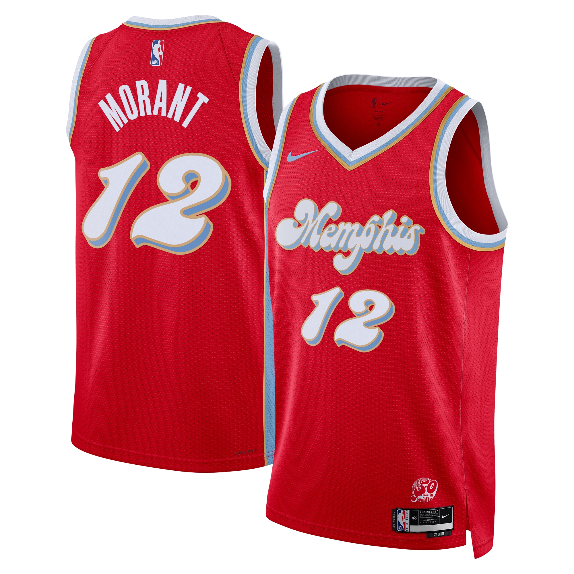 Memphis Grizzlies City Edition Swingman Basketball Jersey 2024 - Red - Ja Morant - Unisex - JS149 