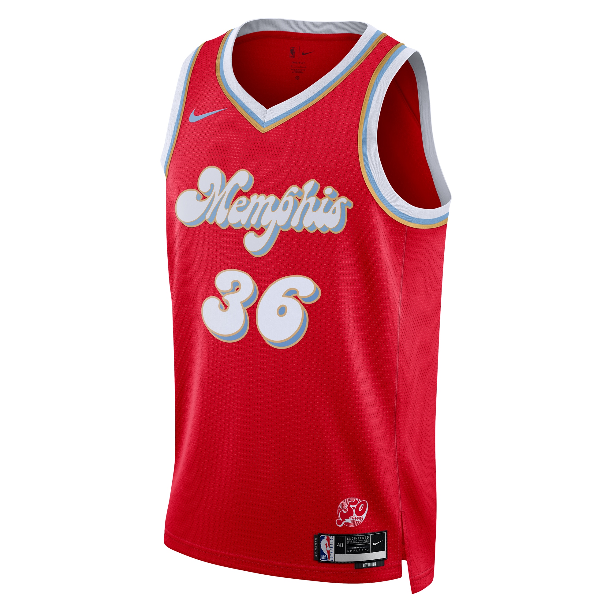Alternative view of Memphis Grizzlies City Edition Swingman Basketball Jersey 2024 - Red - Marcus Smart - Unisex - JS198 
