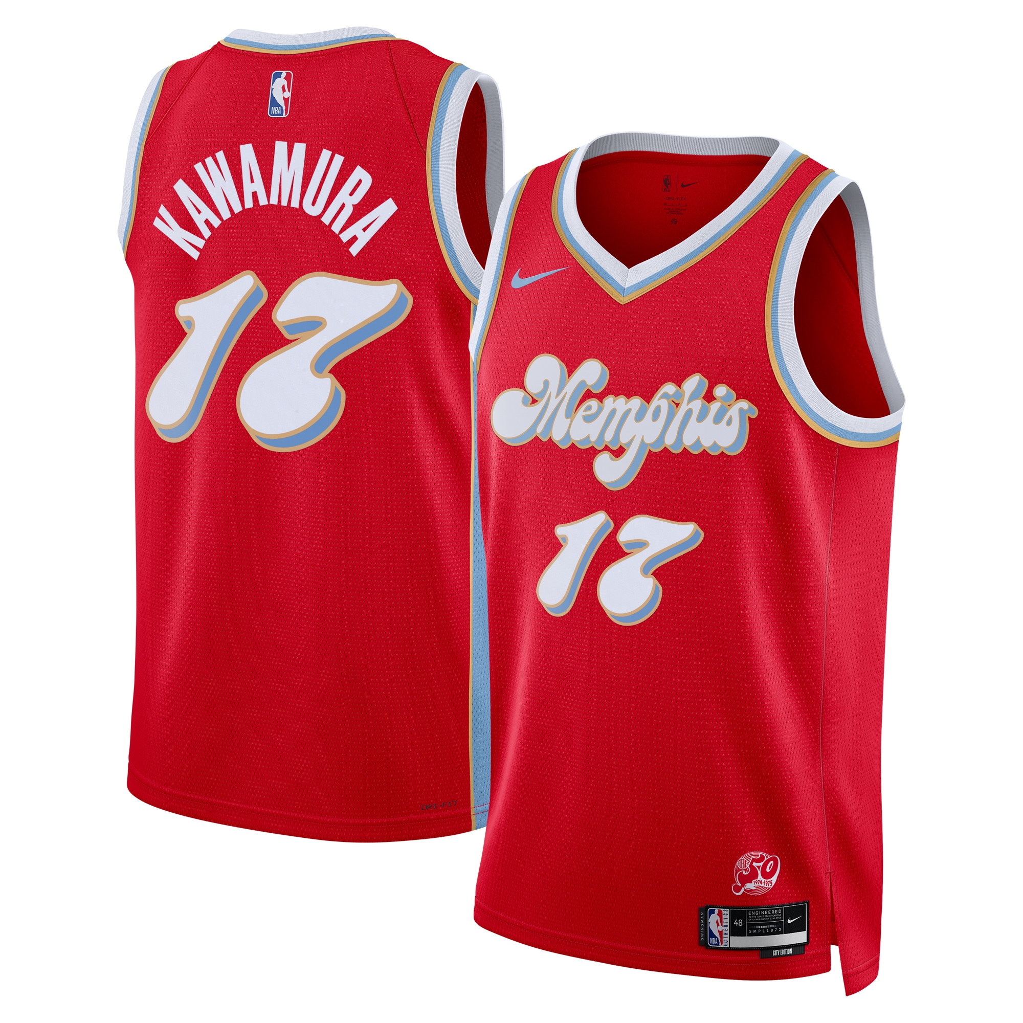 Memphis Grizzlies City Edition Swingman Basketball Jersey 2024 - Red - Yuki Kawamura - Unisex - JS919 