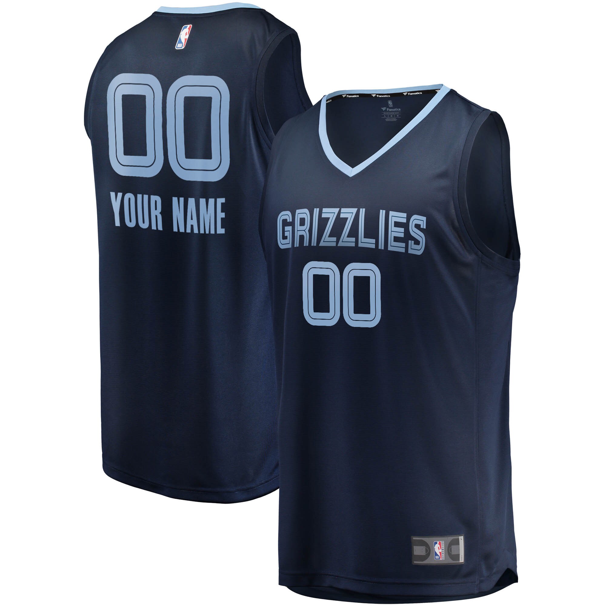 Memphis Grizzlies Fanatics Fast Break Custom Replica Basketball Jersey Navy - Icon Edition