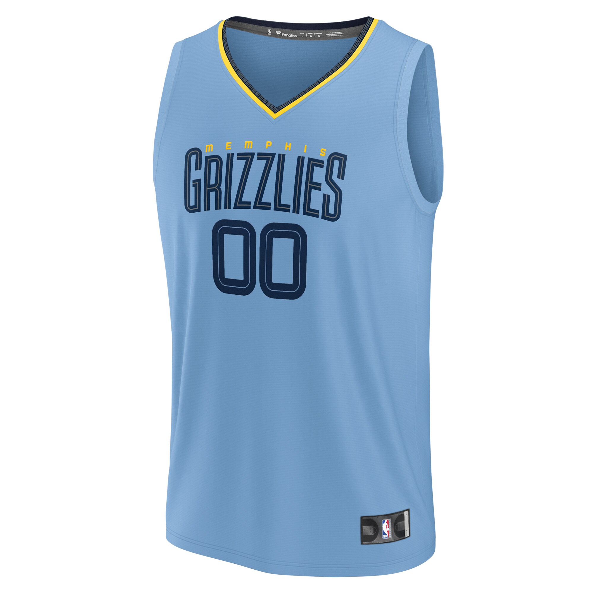 Alternative view of Memphis Grizzlies Fanatics Youth Fast Break Replica Custom Basketball Jersey - Statement Edition - Light Blue