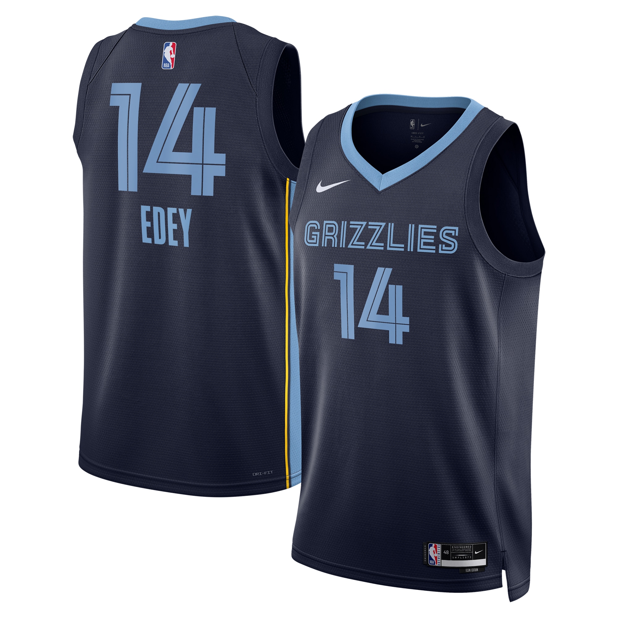 Memphis Grizzlies Icon Swingman Basketball Jersey - Navy - Zach Edey - Unisex - JS599 