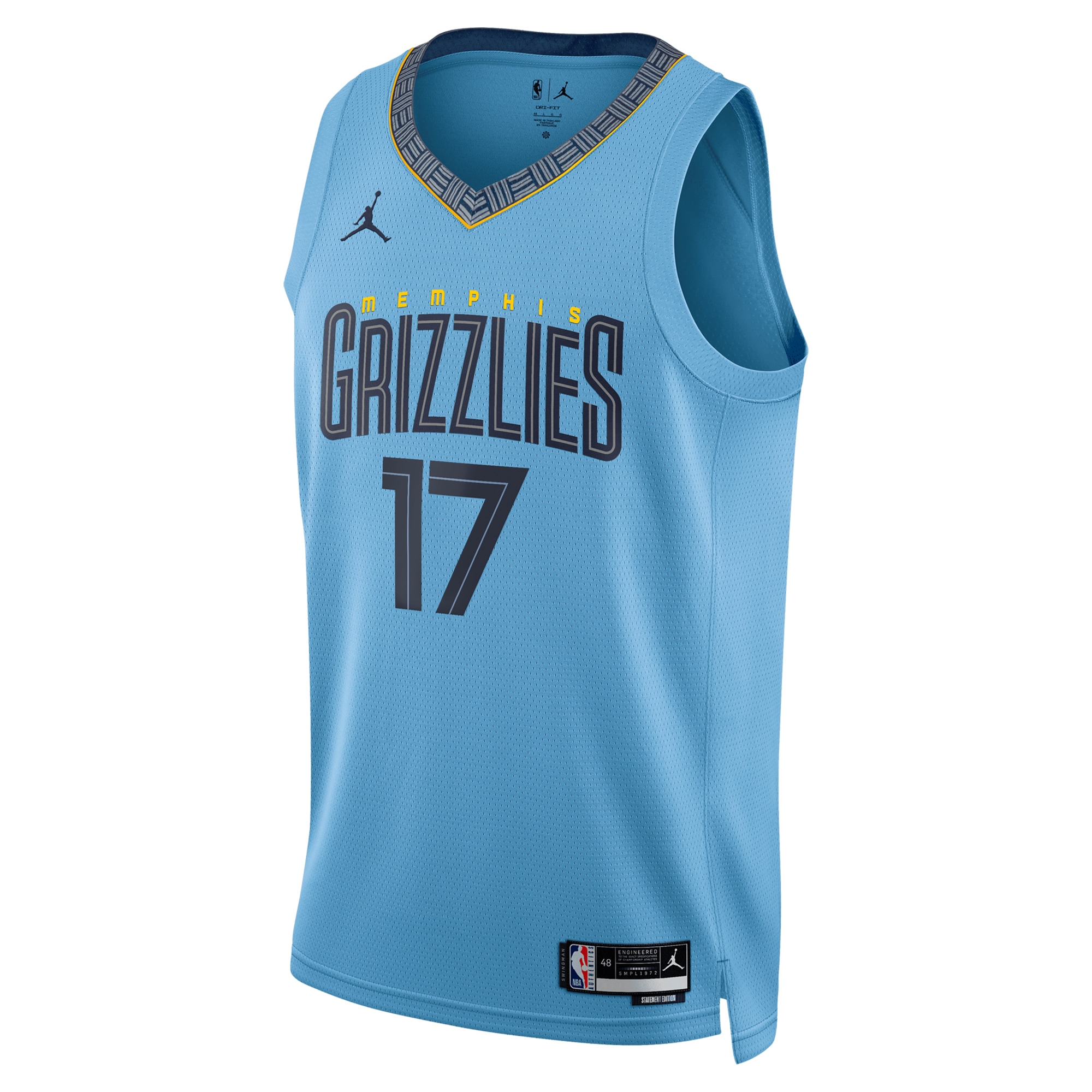 Alternative view of Memphis Grizzlies Jordan Brand Statement Edition Swingman Basketball Jersey - Lt Blue - Yuki Kawamura - Unisex - JS649 