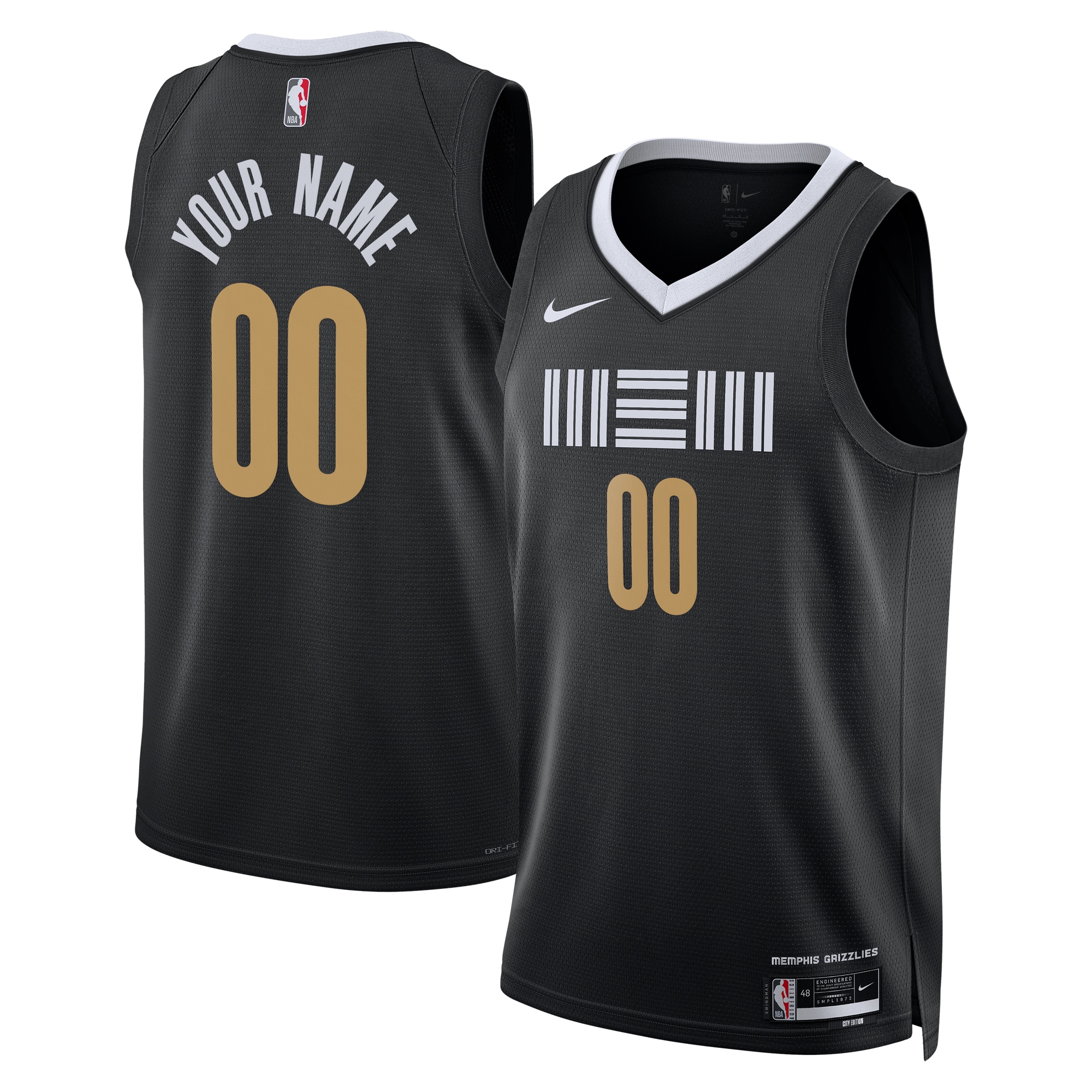 Memphis Grizzlies Unisex 2023/24 Custom Swingman Basketball Jersey - Black - City Edition