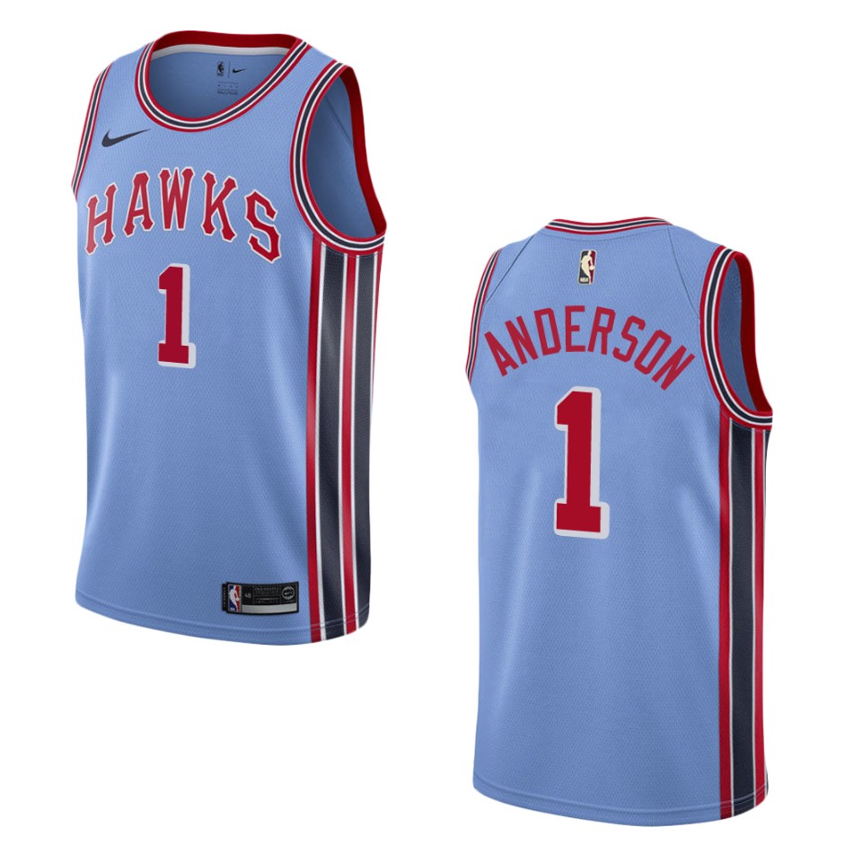Men Atlanta Hawks #1 Justin Anderson Hardwood Classic Swingman Basketball Jersey - Light Blue