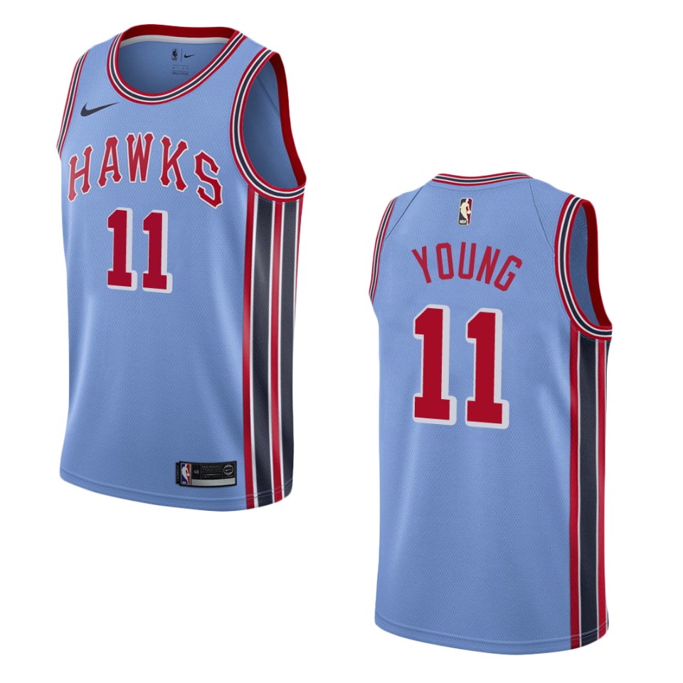 Men Atlanta Hawks #11 Trae Young Hardwood Classic Swingman Basketball Jersey - Light Blue