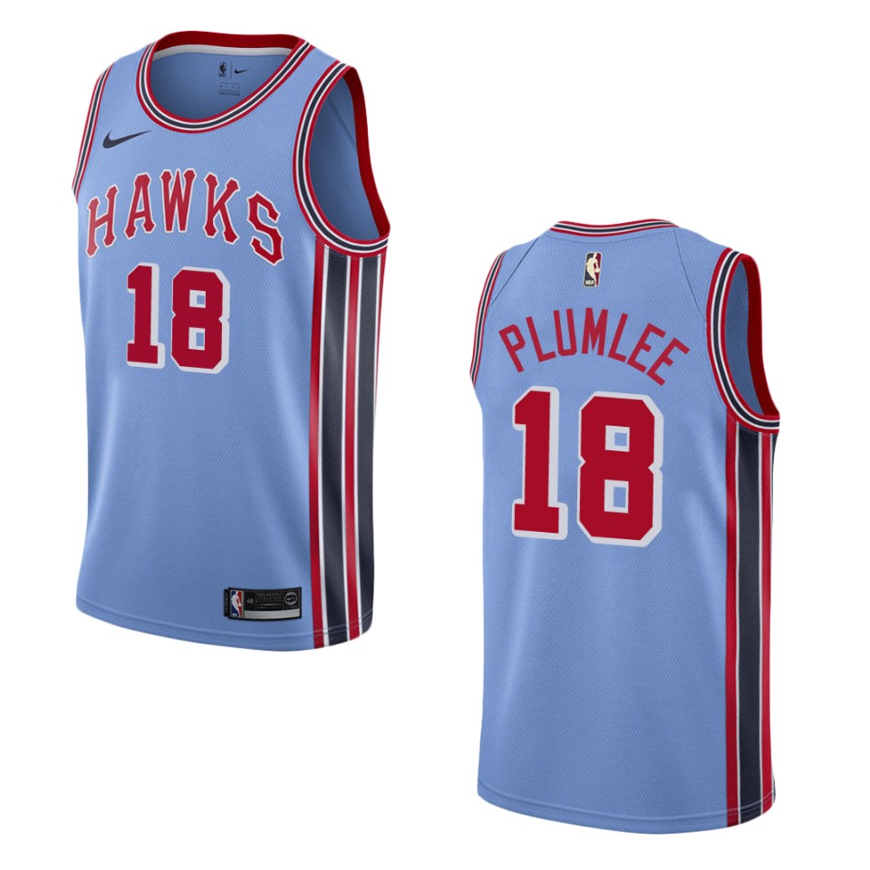 Men Atlanta Hawks #18 Miles Plumlee Hardwood Classic Swingman Basketball Jersey - Light Blue