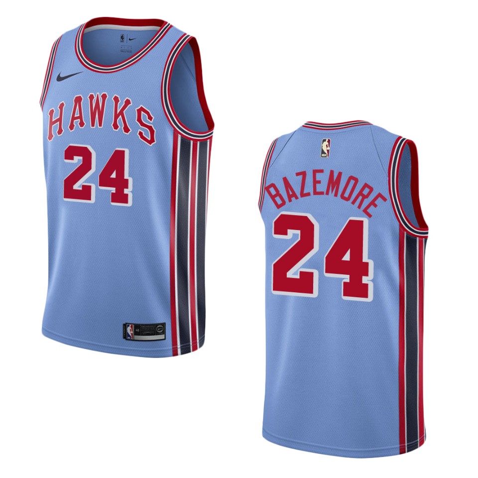 Men Atlanta Hawks #24 Kent Bazemore Hardwood Classic Swingman Basketball Jersey - Light Blue
