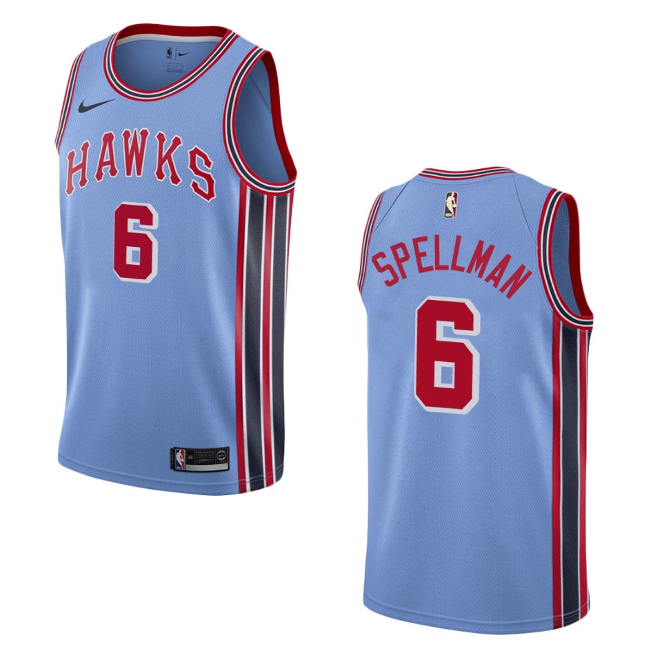 Men Atlanta Hawks #6 Omari Spellman Hardwood Classic Swingman Basketball Jersey - Light Blue
