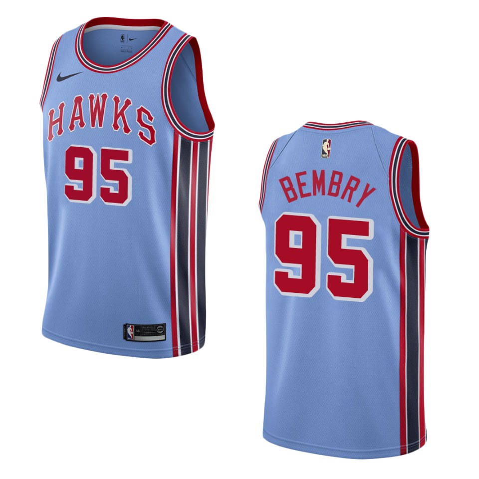 Men Atlanta Hawks #95 Deandre' Bembry Hardwood Classic Swingman Basketball Jersey - Light Blue