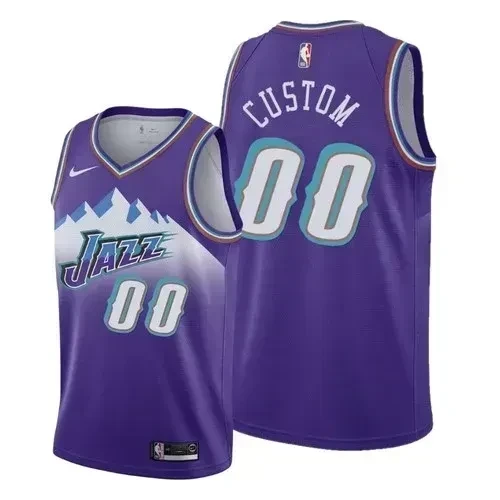 Men Custom Any Size Utah Jazz Hardwood Classics Basketball Jersey Purple Basketball Jersey - JS214 