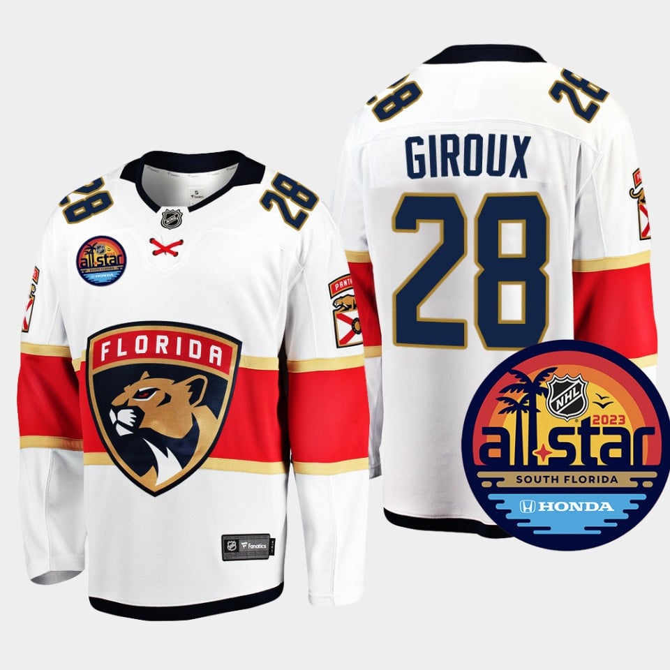 Men Florida Panthers Claude Giroux 28 2023 All-Star Away White Hockey Jersey - JS387 